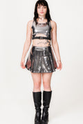 Chrome Flared Skirt
