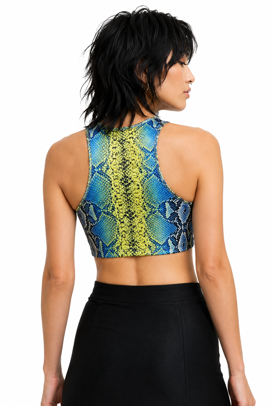 Mila Crop - Lime Snake Skin