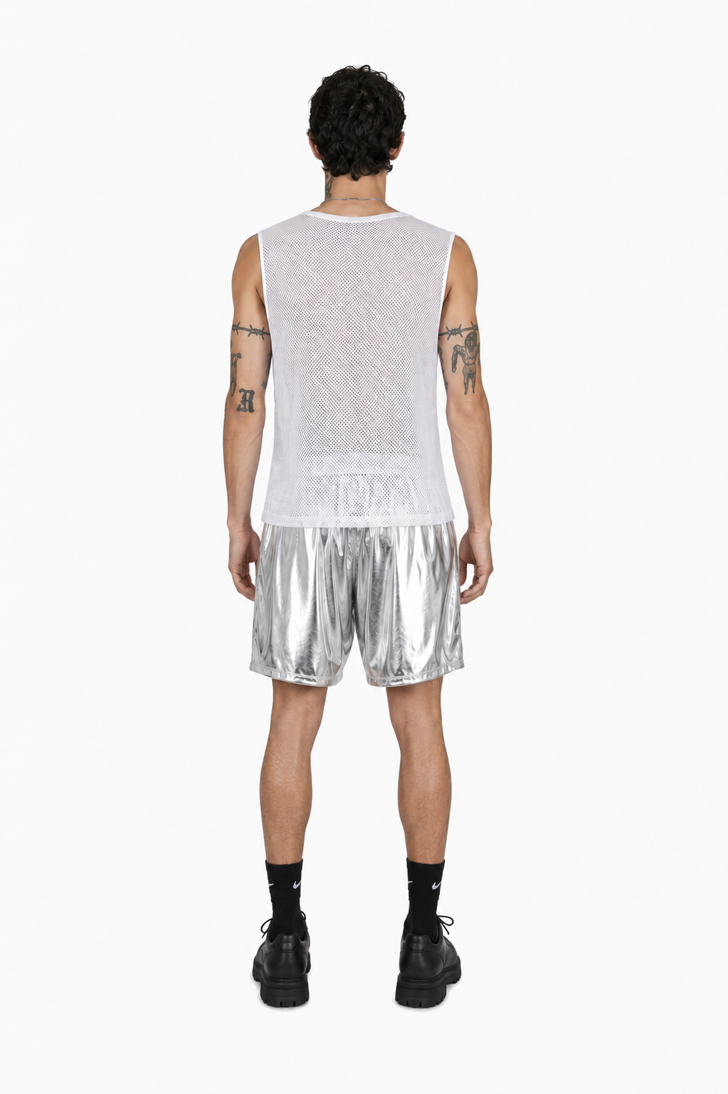 Mens White Net Top