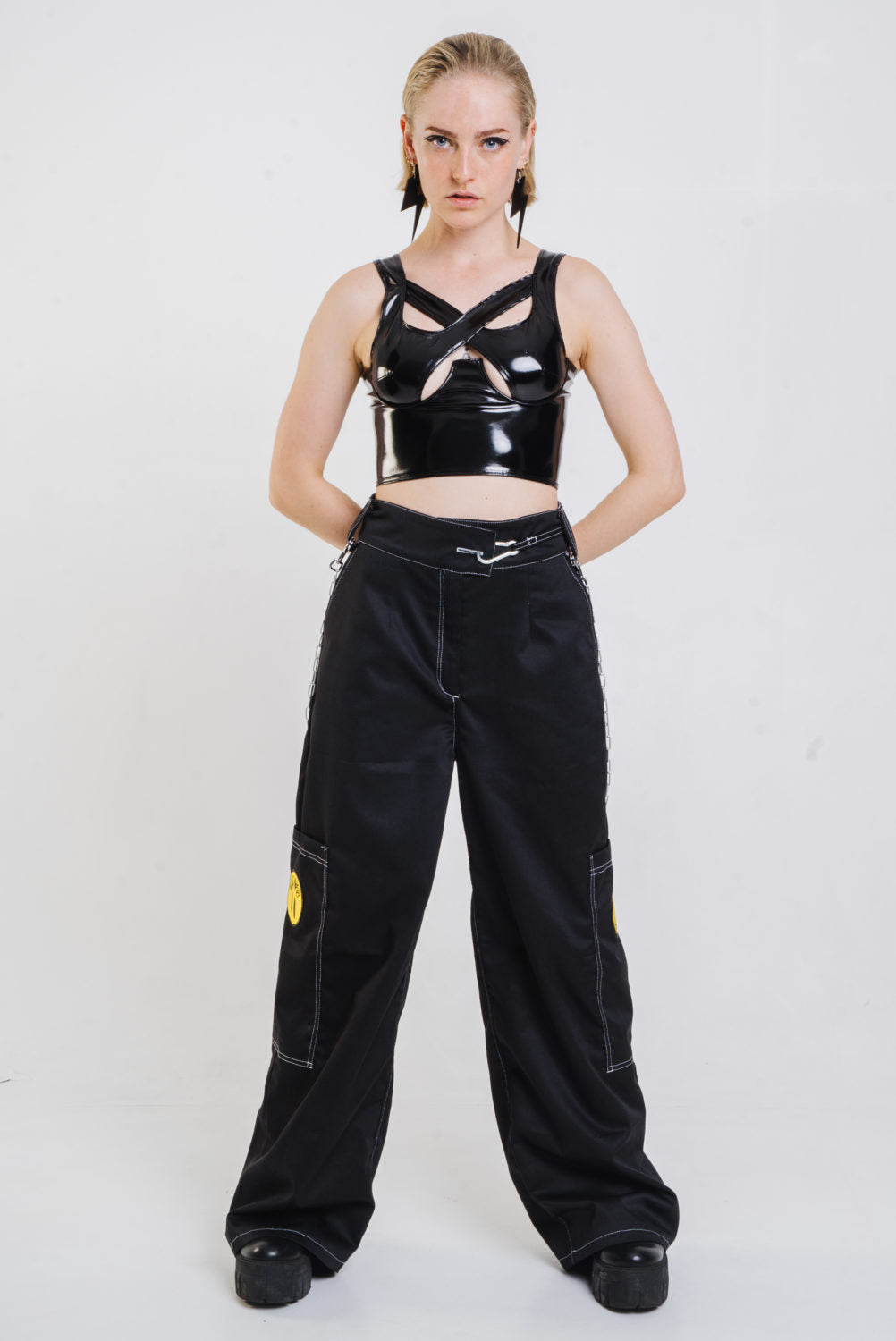 "Danielle" vinyl top with crossed straps and an alternative style